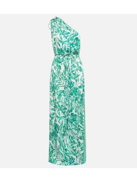Rochie Poupette St Barth cu imagine cu un umăr gol verde