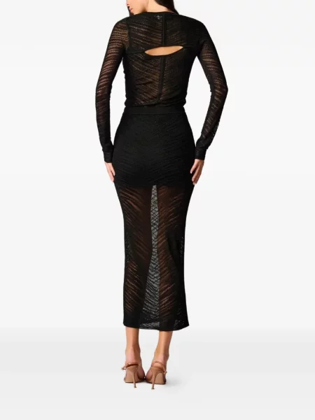 Fustă midi Hevron cu model paisley negru