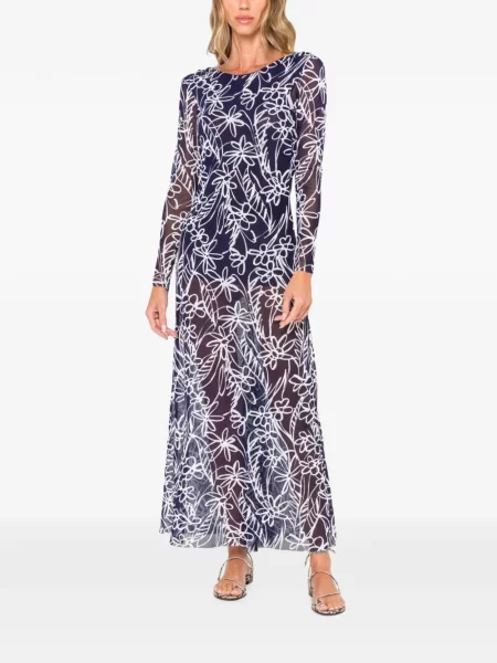 Lung rochie Jbq cu model floral cu imagine albastru