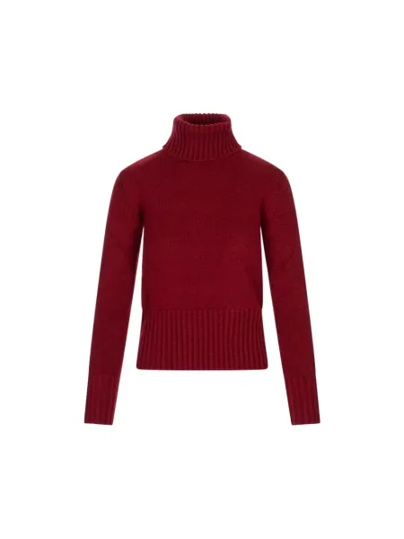 Lniany sweter z golfem Fedeli czerwony