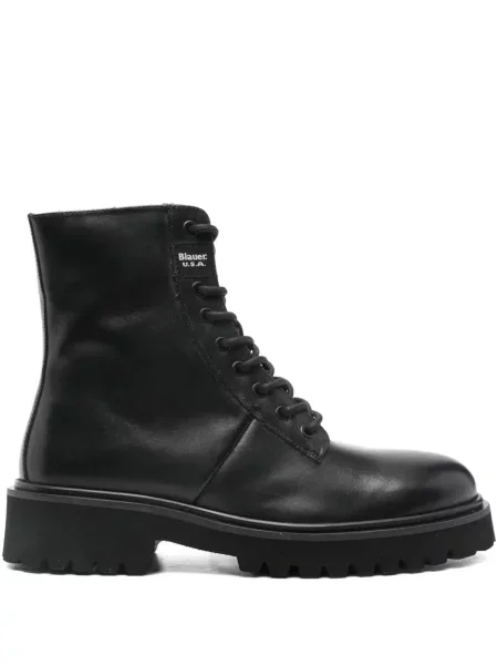 Botine Blauer cu șireturi din piele biker negru