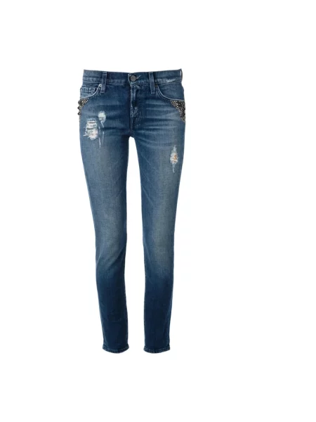 Skinny jeansy skinny 7 For All Mankind niebieskie