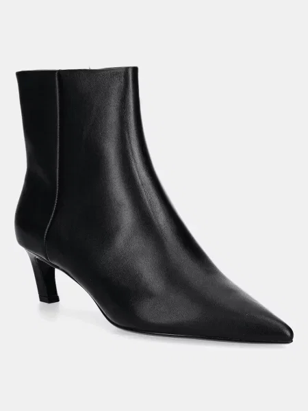 Calvin Klein cizme de piele ESS KITTEN HEEL ANKLE BOOT negru