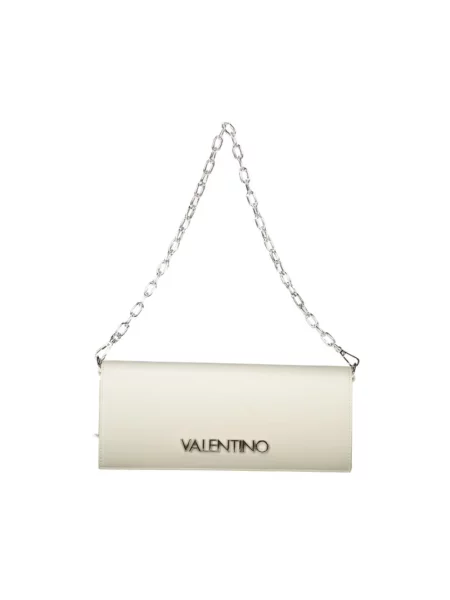 Lniana torebka na łańcuszku Valentino Bags biała