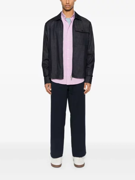 Koszula Polo Ralph Lauren do kolan garniturowa w kratkę różowa