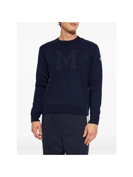 Sweter Moncler z logo niebieski