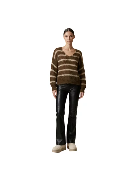 Sweter American Dreams wełniany brązowy