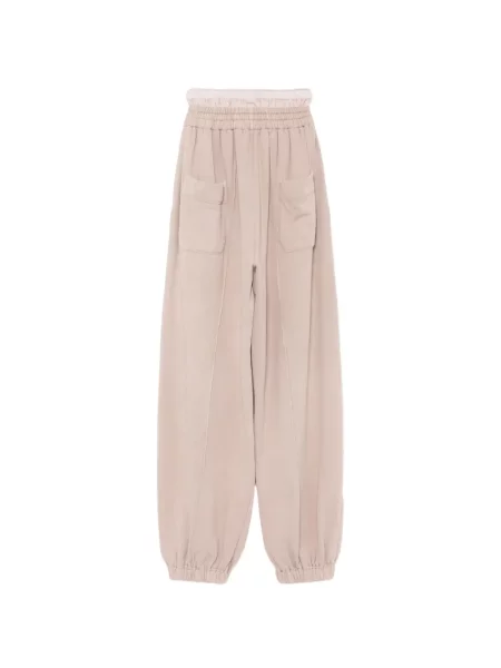 Pantaloni Yohji Yamamoto din material terry roz