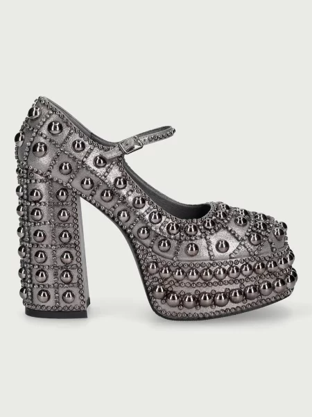 Koi Footwear туфлі-човники Basset Hand Studded Platform Heel Grey сірі