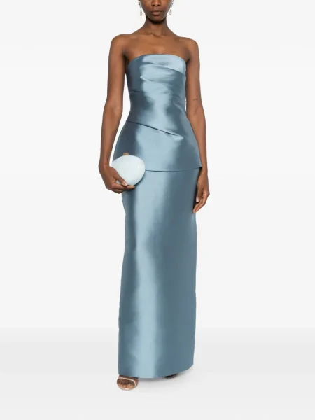 Maxi rochie maxi Solace London fără bretele de costum albastru