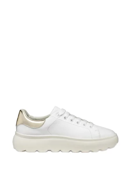 Sneakerși Geox cu șireturi din piele alb