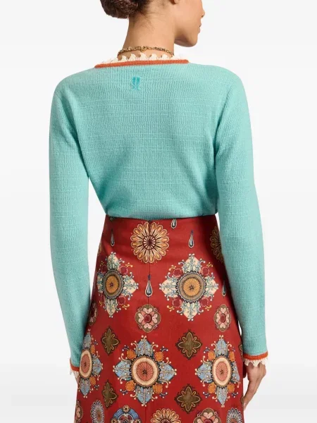 Pulover La Doublej cu decolteu rotund verde