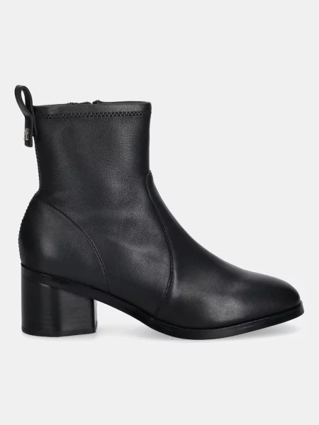 Tommy Hilfiger cizme de piele TH STRETCH LEATHER BOOTIE negru
