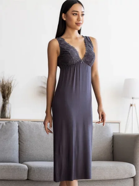 Leinle Нічна сорочка Темно-сірий сіра