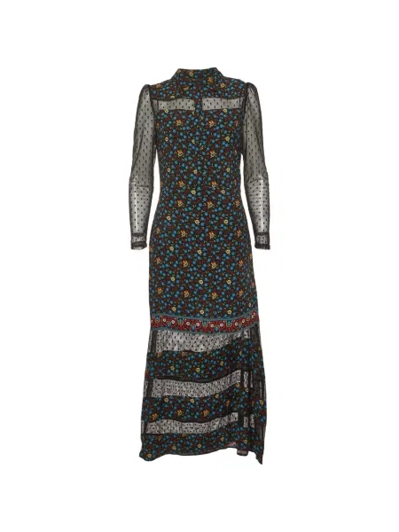 Rochie maxi Maje cu model floral cu imagine negru