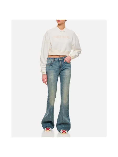 Bluza Alexander Mcqueen z logo o skróconej długości beżowa