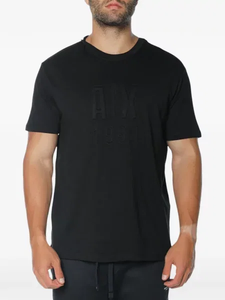 Tricou Armani Exchange cu autograf negru