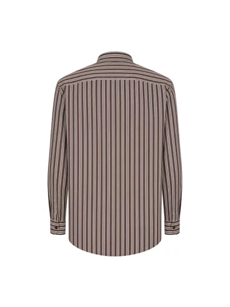 Koszula Saint Laurent w paski z paskiem brązowa