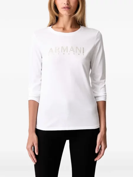Lung tricou Armani Exchange cu imagine alb