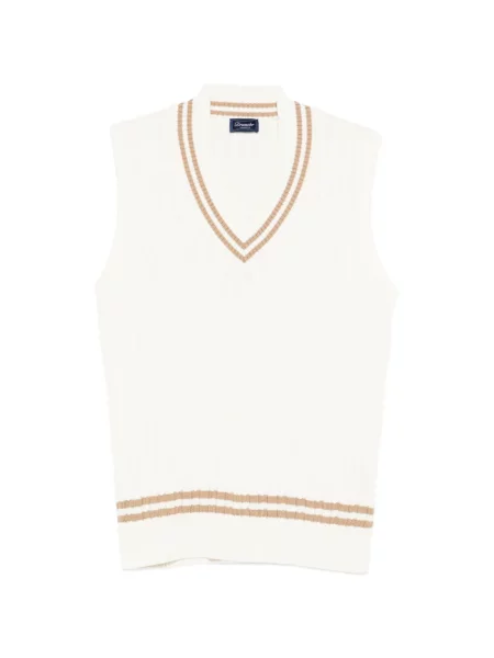 Vestă Drumohr cu decolteu în V alb