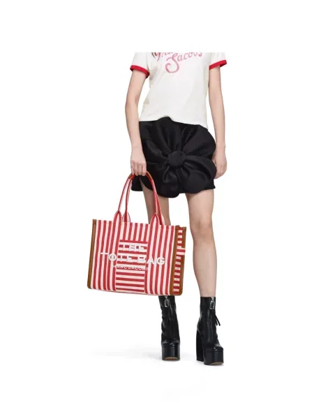 Geantă shopper Marc Jacobs cu dungi roșu