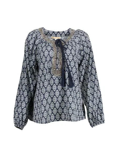 Wielobarwność koszula Kocca z długim rękawem koronkowa niebieska