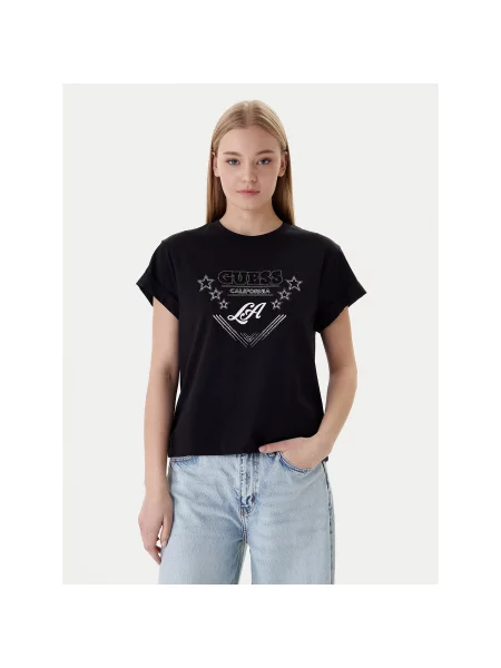 Guess Marškinėliai Regular Fit juoda