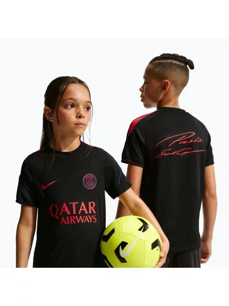Детска футболна тениска Nike Paris Saint-Germain Strike Dri-Fit black/hyper royal/global red/global red черно