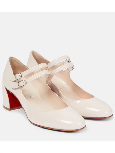 Кожени полуотворени обувки Christian Louboutin от лакирана кожа бяло