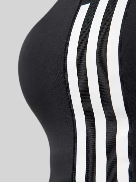 Biustonosz sportowy z charakterystycznymi dla marki paskami Adidas Sportswear czarny