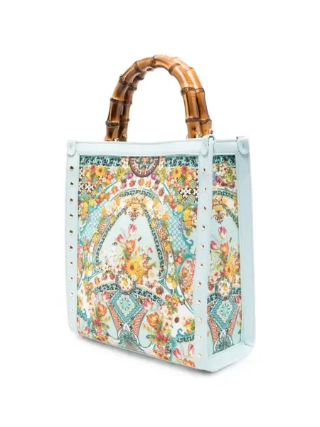 Shopper torbica Camilla s cvjetnim printom s printom od bambusa plava