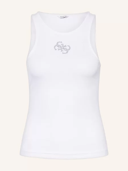 Top Guess s kamínky bílý