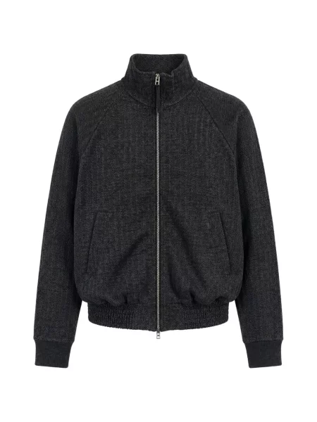 Pulover Tom Ford din nubuc cu model herringbone gri