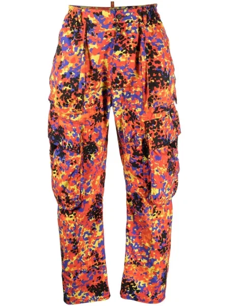 Pantaloni cargo Dsquared2 cu imagine cu imprimeu abstract galben