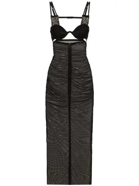 Rochie midi Dolce & Gabbana transparente până la genunchi de costum negru
