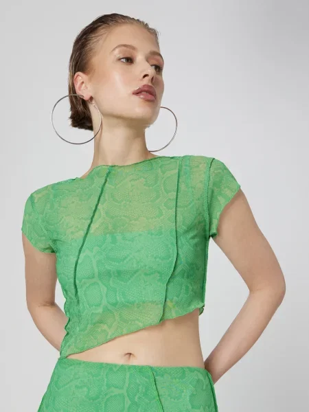 VIERVIER Tricou Sena ecru / jad verde