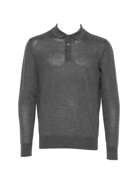 Tricou polo Caruso cu decolteu în V gri