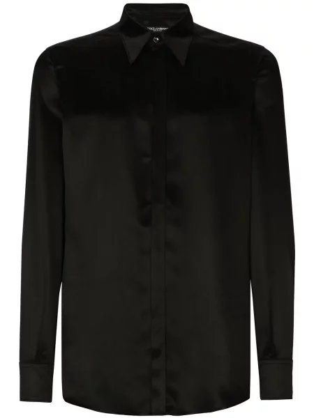 Cămașă Dolce & Gabbana de mătase lungă negru