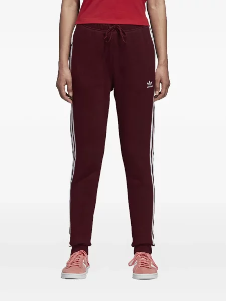 Legginsy Adidas do biegania z nadrukiem z dekoltem w serek czerwone