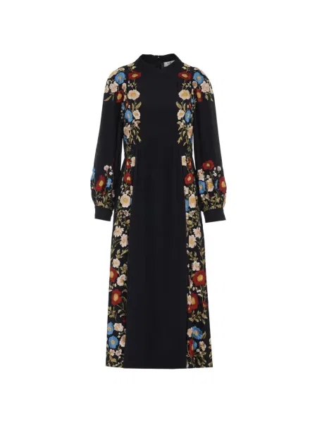 Lung rochie Sea cu model floral negru