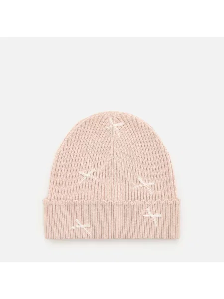 Reserved Bordázott viszkózkeverék beanie sapka testszínű