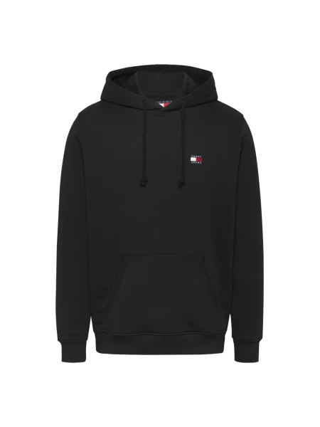 Tommy Jeans bluza z kapturem gładka czarny