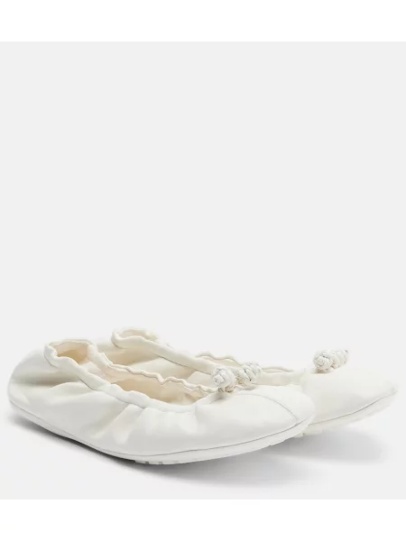 Balerini Bottega Veneta din piele alb
