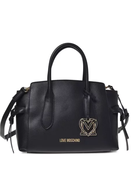 Geantă shopper Love Moschino cu autograf negru