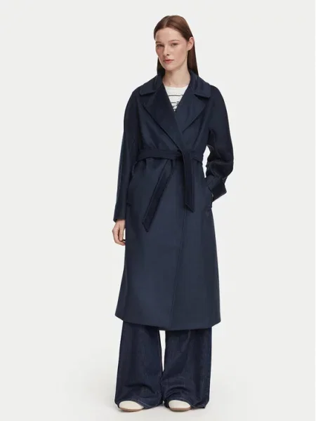 Weekend Max Mara Vilnonis paltas Resina Tamsiai mėlyna