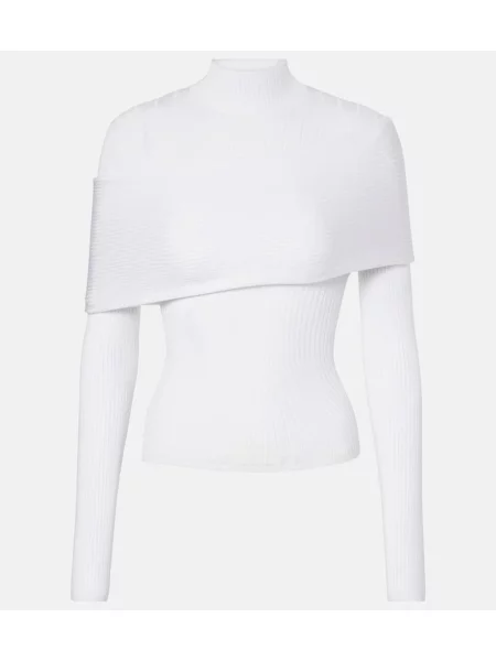 Top Mugler tricotate alb