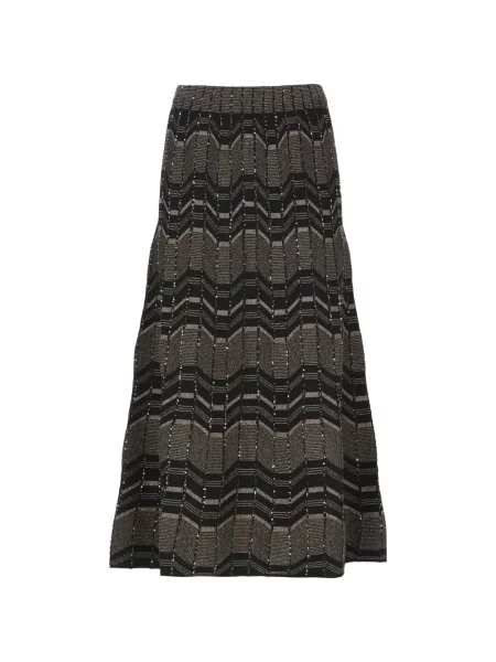 Fustă midi D.exterior cu paiete cu imprimeu geometric maro