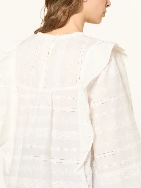 Lanius Bluzka Z Koronką I Falbanami weiss biała