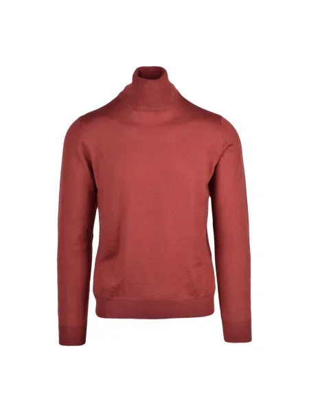 Lniany sweter z golfem Gran Sasso czerwony