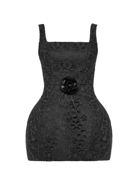 Rochie mini Anouki cu aplicații din dantelă negru